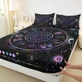thumbnail image 3 of jejeloiu Constellation Queen Sheet Set (4-Piece) Boho Purple Black Luxury Decor For Boys Kids, 3 of 7