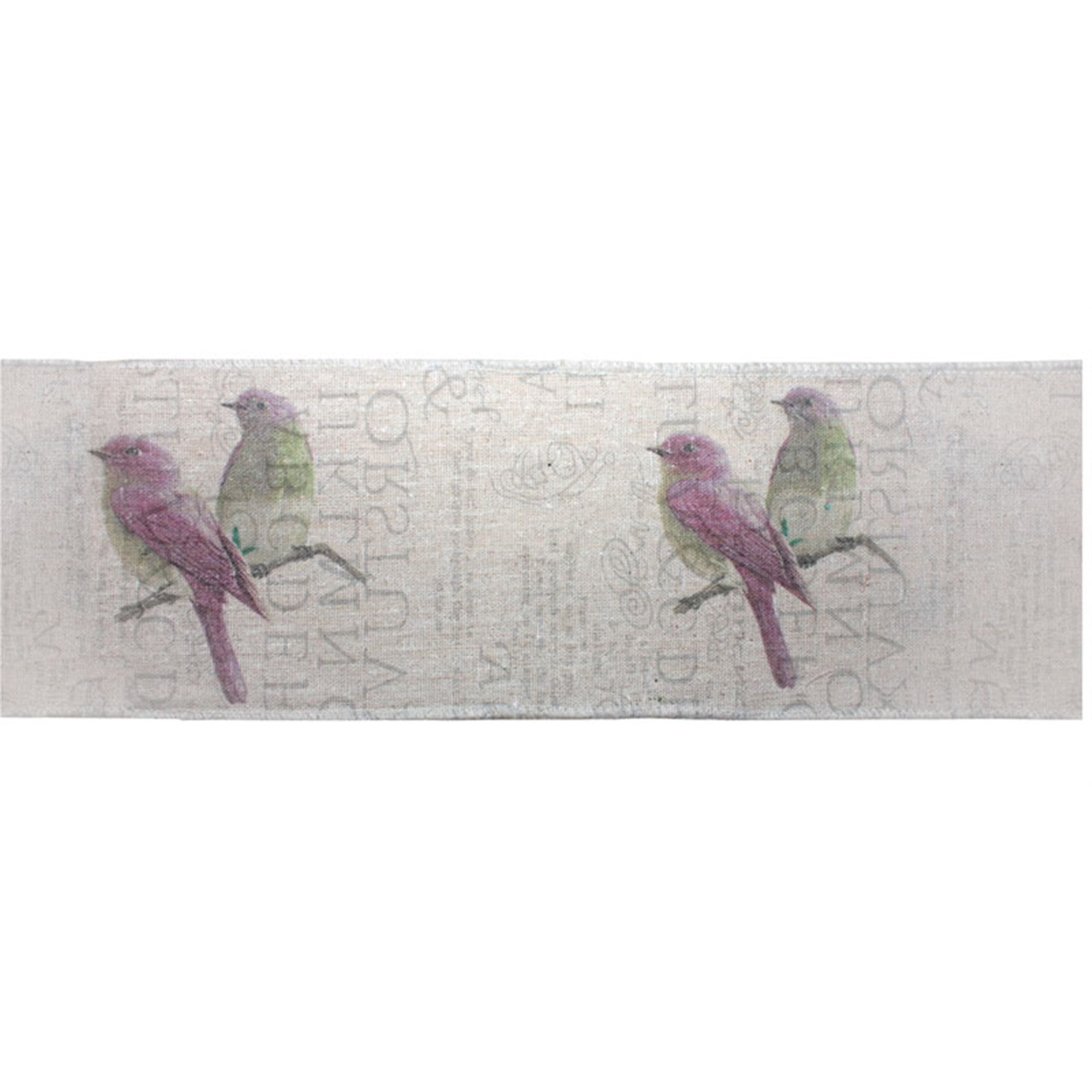 Bird Fabric Ribbon 3" x 3.3 Yds. (4 Rolls)Wired Polyester