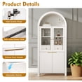 thumbnail image 6 of Fluted Arched Kitchen Pantry Storage Cabinet,71" Tall Cabinet with 2 Glass Doors,Freestanding Modern 2 Doors Cabinet with Adjustable Shelves for Kitchen,Living Room,Bedroom, 6 of 7