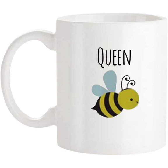 Queen Bee Mug,Hand Crafted Mug,for Everyone,Queen Bee, 11 Oz Novelty Coffee Mug/Cup, White