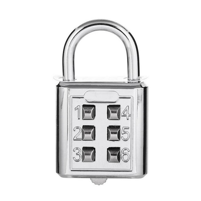 6 Digit Button Password Lock Plated Theft Combination Padlock for Locker R3H1 Mechanism Locking Password