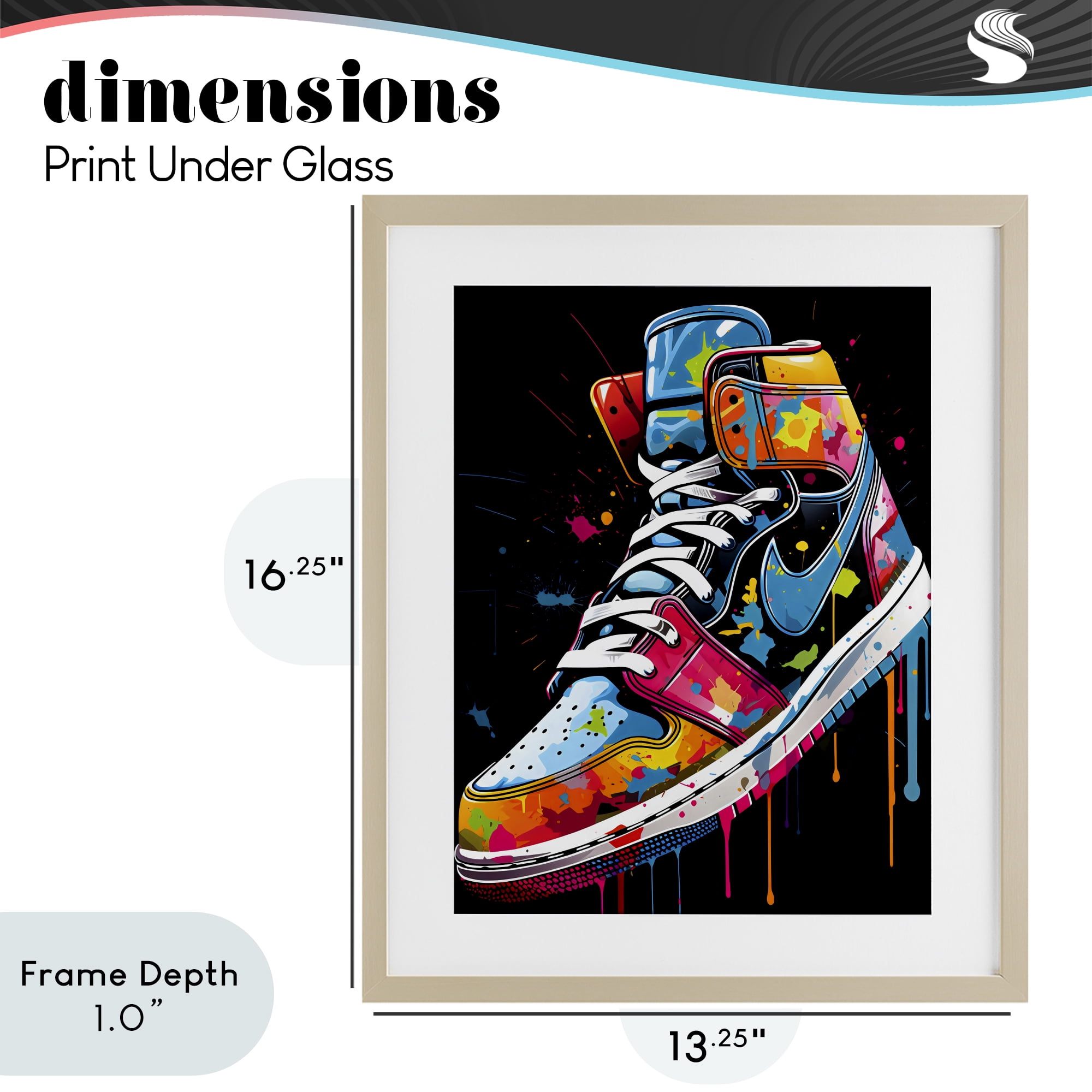 Stupell Industries Paint Drip High Top Sneakers Birch Framed Print Under Glass, design by Creative Studio
