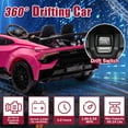 thumbnail image 4 of 24V Lamborghini Electric Car for Kids with Remote Control and Foam Front Wheels, 24V Battery Powered Ride on Toys Sports Car with Drifting Buttons, 360Â° Spin, Bluetooth, Music, LED Lights (Pink), 4 of 7