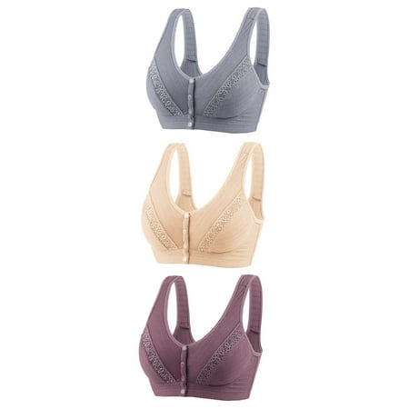 Itsame 3PC Bras for Women s Full Support Everyday Sports Bra Set Wireless Comfort Bralette Set Gray Size S