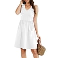 thumbnail image 2 of Womens Summer Dresses 2025 Casual Sleeveless Sundress Beach Vacation Flowy Midi Dresses with Pockets White M, 2 of 5