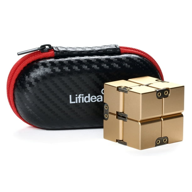 Lifidea Aluminum Alloy Metal Infinity Cube Fidget Cube 5 Colors Handheld Fidget Toy Desk Toy With Cool Case Infinity Magic Cube Relieve Stress Anxiety Adhd Ocd For Kids And Adults Gold