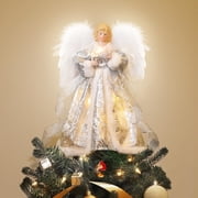 Luxspire 12'' Christmas Tree Topper, Lighted Christmas Angel Tree Topper, USB Plug-in Lights with Remote Control, Light up Vintage Modern Xmas Tree Decoration for Home Party Decor