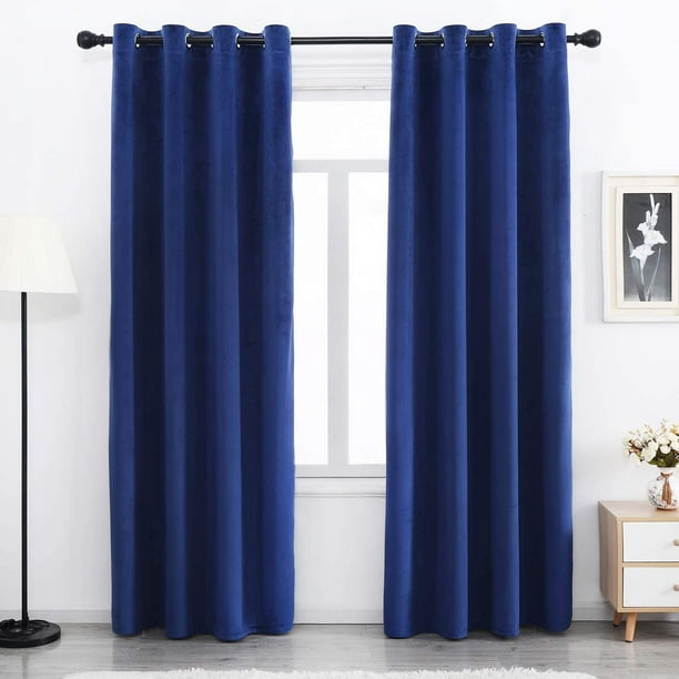 Navy Blue Velvet Curtains 84 Inches, Royal Blue Velvet Curtains
