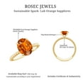 thumbnail image 5 of Rosec Jewels Oval Shape Lab Grown Orange Sapphire Solitaire Ring with Surprise Diamond (8X10 mm), 10K Yellow Gold, US 9.00, 5 of 9