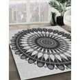 thumbnail image 3 of Ahgly Company Machine Washable Indoor Round Transitional Platinum Silver Gray Area Rugs, 5' Round, 3 of 7