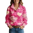 thumbnail image 2 of Heart Blouses for Women Lapel Collared Valentine Long Sleeve Button Up Dressy Shirts Cute Casual Outfits, 2 of 4