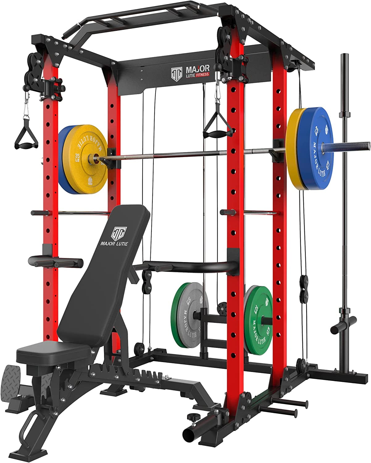 MAJOR LUTIE Power Cage with 230LBS Weight Plates, PLM03 1400 lbs Multi