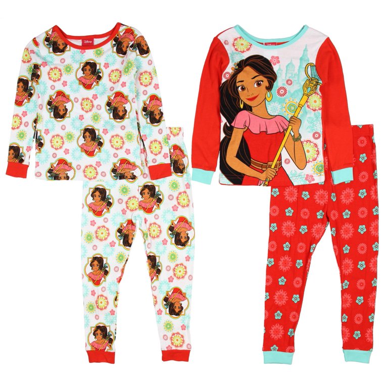 Disney Princess Girls Elena Of Avalor 4 Piece Cotton Pajama Set