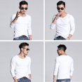 thumbnail image 4 of Casual Men Solid O Collar Manga larga Slim Fit Muscle T-Shirts (Blanco) (4XL) Ndcxsfigh Para estrenar, 4 of 6