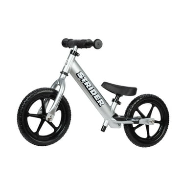 Strider 12” Pro Bike, Silver - No Pedal Balance Bicycle for Kids 1 to 4 Years - Includes Safety Pad, Padded Seat, Mini Grips & Flat-Free Tires - Tool Free