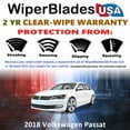 thumbnail image 2 of 2018 Volkswagen Passat Beam Wiper Blades Wipers w/2yr Warranty (Set of 2) (WiperBladesUSA), 2 of 5