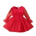 thumbnail image 2 of CHUOU Children Kids Toddler Infant Newborn Baby Girls Long Sleeve Solid Polka Dot Tulle Dress Princess Dress Outfits Clothes, 2 of 5
