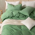 thumbnail image 4 of ZOVAN Duvet Cover Set 100% Washed Cotton Super Soft Breathable Durable (Green, King), 4 of 7