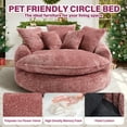thumbnail image 4 of Aukfa 55" Oversized Round Chaise Lounge Chair, Fluffy Deep Seat Cloud Floor Sofa, Modern No Assembly Couch, Pink, 4 of 8