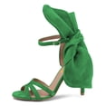 thumbnail image 2 of FSJ Women Open Toe Crisscross Strap Bowknot Sandals Thin Buckled Ankle Strap Stiletto High Heels Elegant Prom Party Shoes Size 15 Green, 2 of 5