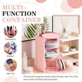 thumbnail image 4 of Hair Accessories Organizer with Hair Brush Holder, 3-Layer Rotatable Clear Storage Box for Makeup Brushes, Jewelry, Hair Clips, Earrings, Necklaces, Bracelets(Pink), 4 of 7