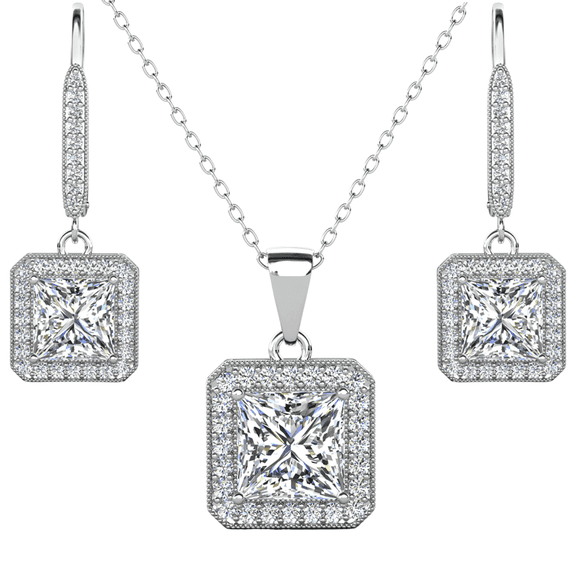 Cate & Chloe Ivy 18k White Gold Plated Jewelry Set with Simulated Diamond Crystals Gift for Women