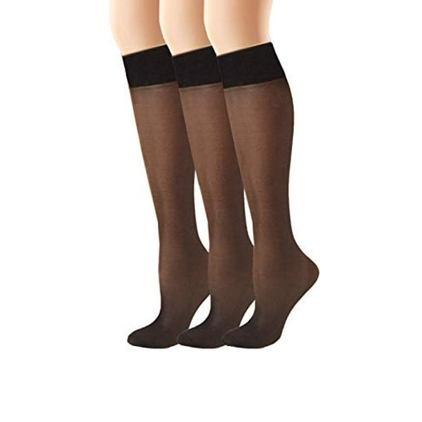 Hanes womens Alive Full Support Sheer Knee Highs 2Pack0A446Jet1 Size3PK