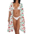 thumbnail image 3 of HELLHERO High Quality Fabrics Bathing Suit Cover Up for Beach Short Sleeve Long Cardigan Cherry Daisy, 3 of 6