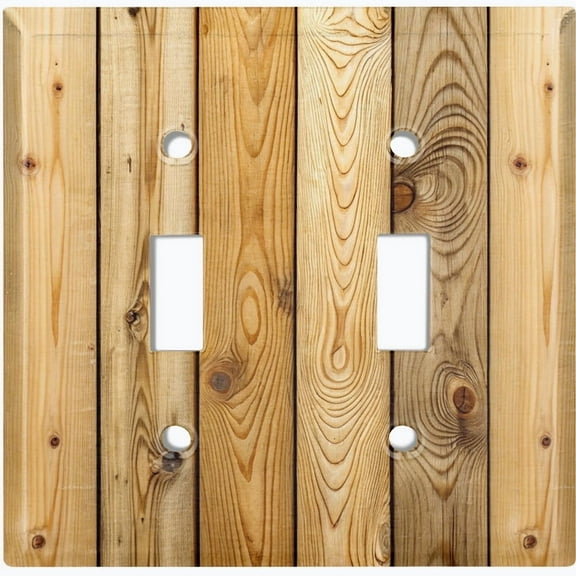 Metal Light Switch Wall Plate Outlet Cover (Printed Image of Plain Wood Fence - Double Toggle)
