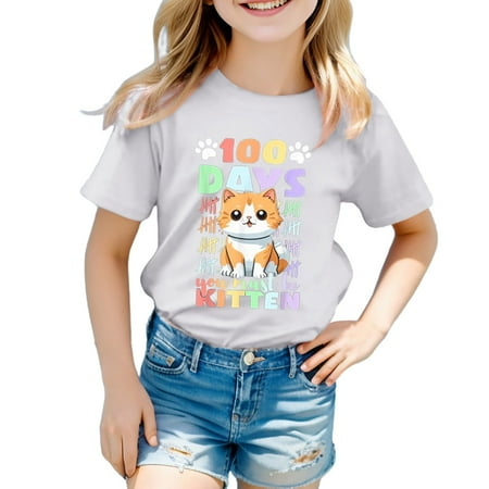 

Toddler Girls T-Shirt A-White Shirts For Teen Kids Girls Child Short Sleeve Prints T Shirt Trendy Girls Fans Gift Tops Back To School Clothes 100