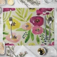 thumbnail image 5 of 2024 Placemats Table Kitchen Tableware Dinner Family Table Fabric Linen Flowers and Branches Colorful, 5 of 7