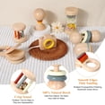 thumbnail image 2 of Juego de sonajeros de madera WODI para bebés de 0 a 3 a 6 meses con bolsa, 7 unidades, 2 of 6