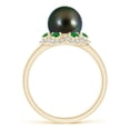 thumbnail image 2 of ANGARA Tahitian Cultured Pearl Floral Ring with Emeralds in 14K Yellow Gold for Women | June Birthstone, Birthday, Anniversary, Jewelry Gift for Women | Pearl Ring, 2 of 8