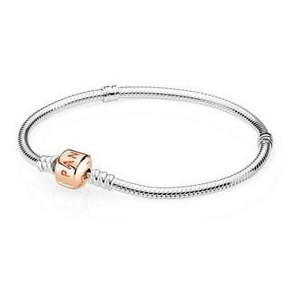 Silver Charm Bracelet with Rose Clasp - 580702-16