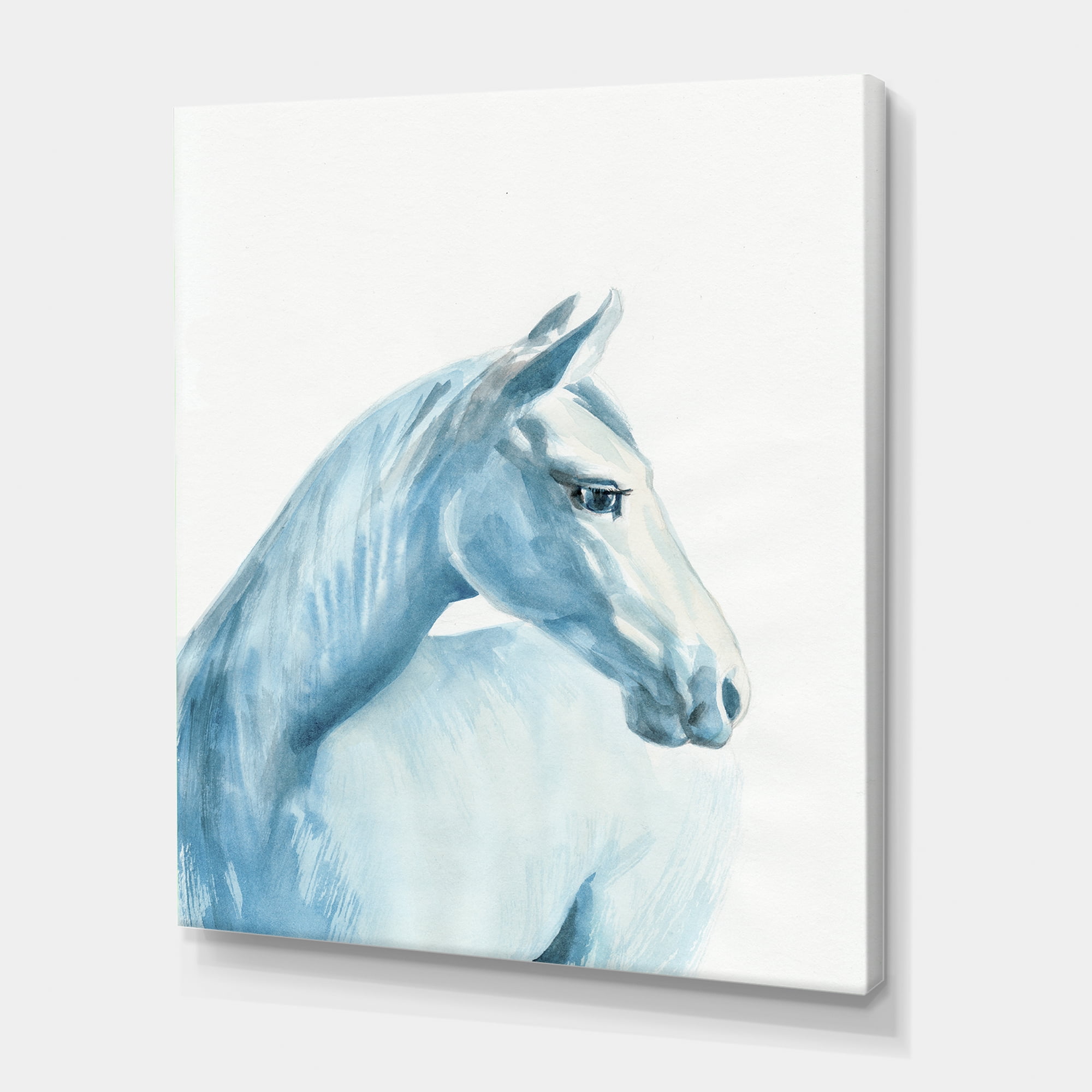 Designart ' Close Up Portrait Of A Light Blue Horse ' Farmhouse Canvas Wall Art Print