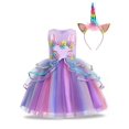 thumbnail image 2 of Vestido De Princesa Para Niñas Con Diadema De Unicornio, Vestido Sin Mangas De Tul Decorado Con Bordado Floral, Disfraz De Halloween, Fiesta De Vacaciones, Cumpleaños, Cosplay Y Actuación, Ropa Para N, 2 of 4