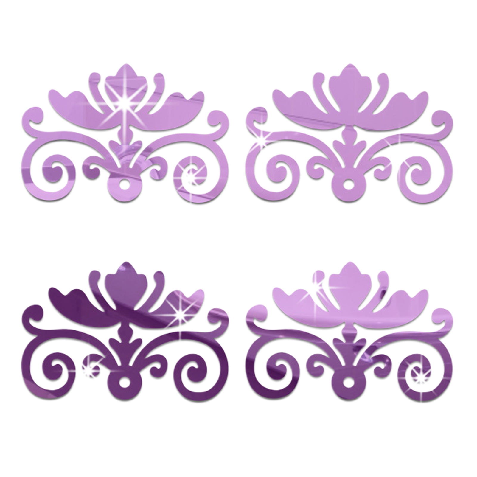 LMZM 4Pcs Mirror Stickers Hollow Design Selfadhesive Plastic Furniture