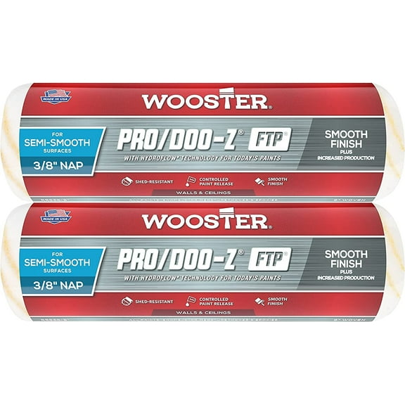 Wooster Genuine 9" Pro/Doo-Z FTP 3/8" Nap Roller Cover 2-Pack, RR666-9-2PK