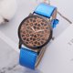 thumbnail image 2 of Reloj de pulsera de cuarzo de aleación con correa de PU para mujer, reloj de pulsera con esfera redonda y diamantes de imitación (azul), 2 of 3
