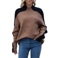thumbnail image 3 of Frontwalk Sweaters For Women Winter Turtleneck Pullover Casual Rib Hem Knitted Sweater Long Sleeve Jumper Tops Camel XL, 3 of 8