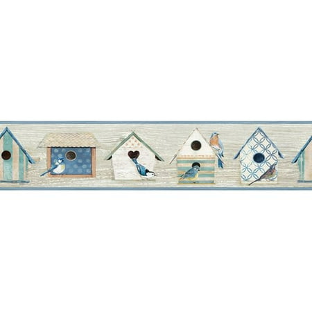 Birdhouses Wallpaper Border - Brewster Home Fashions The Cottage 15' x 6'' Chic Birdhouses Border Wallpaper
