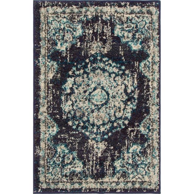 Unique Loom Penrose Center Medallion Rug2' 2 x 3' Rectangle Navy Blue/Beige