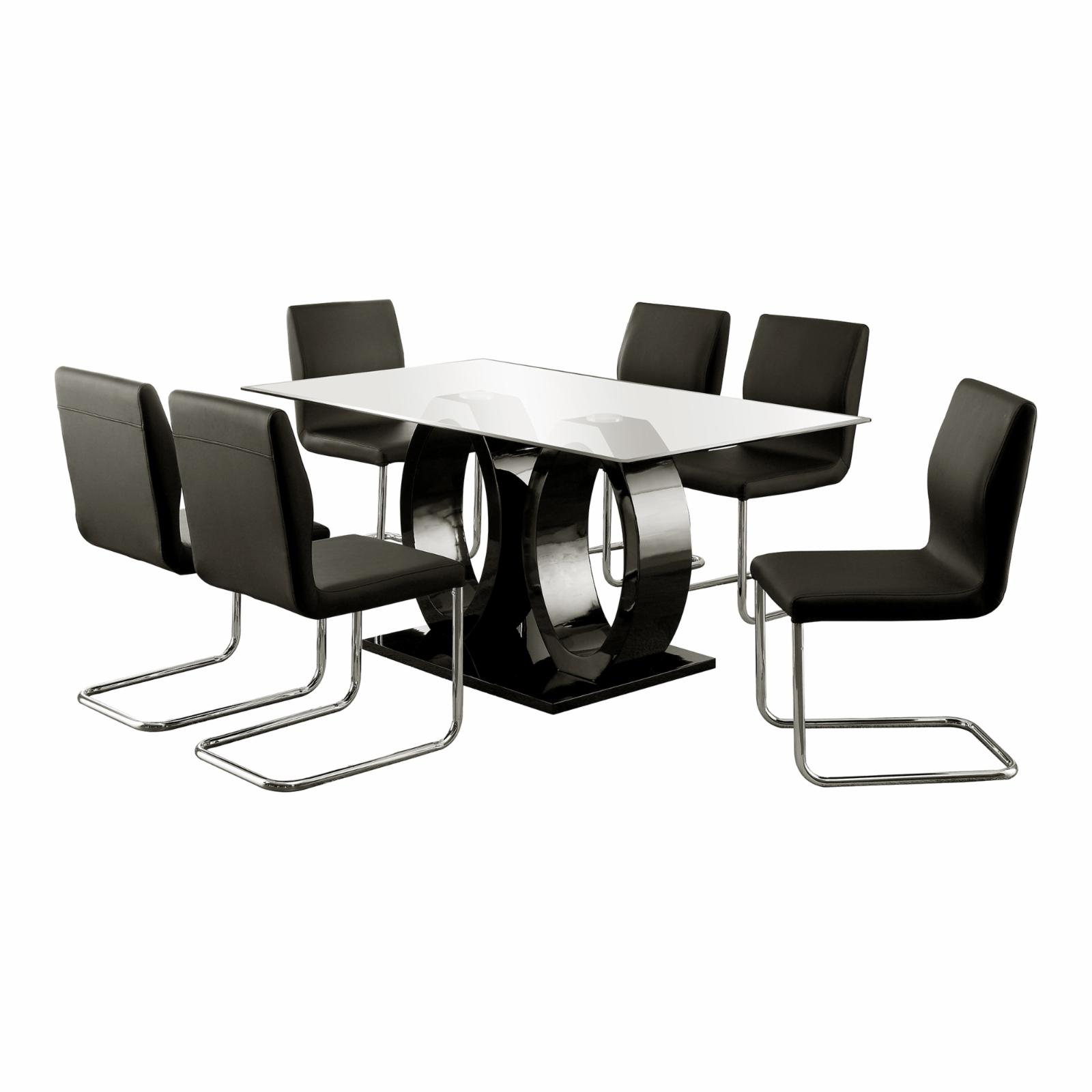 Furniture of America Damore Contemporary High Gloss Dining Table - image 3 of 9
