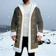 thumbnail image 2 of LINGLANG Christmas Men's Long Cardigan Hoodies Women Unisex Santa Claus Xmas White Trim Warm Hooded Coat with Pocket, 2 of 4