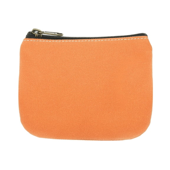 Uxcell Canvas Coin Purse, Small Coin Purse with Zipper Portable Change Pouch Holder Travel Storage Organizer 6x5 in & Tangerine-Fitting for ( Change Coins/ID Card/Jewelry Keys/Cosmatic)