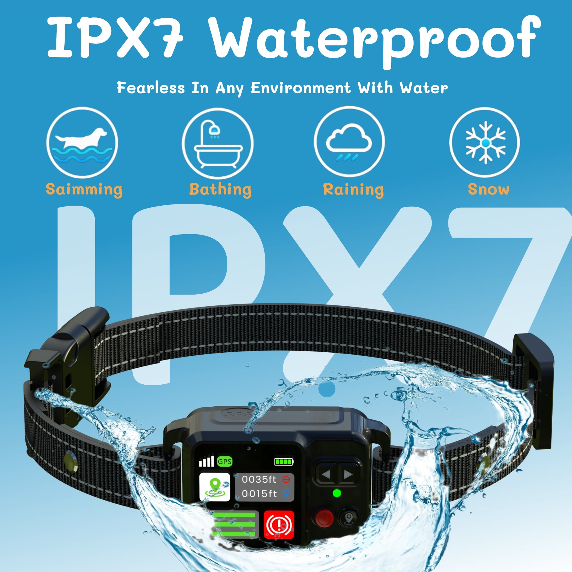 GPS Wireless Dog Fence System, Electric Fence for Dogs with Adjustable Warning Strength, Safe Zone Radius 49-6561Ft, IPX7 Waterproof Wireless Dog Collar