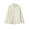 thumbnail image 1 of Styesk Chemises pour Hommes Cardigan Uni Ample Décontracté Bouton Manches Longues Col Rabattu Blouse, 1 of 7