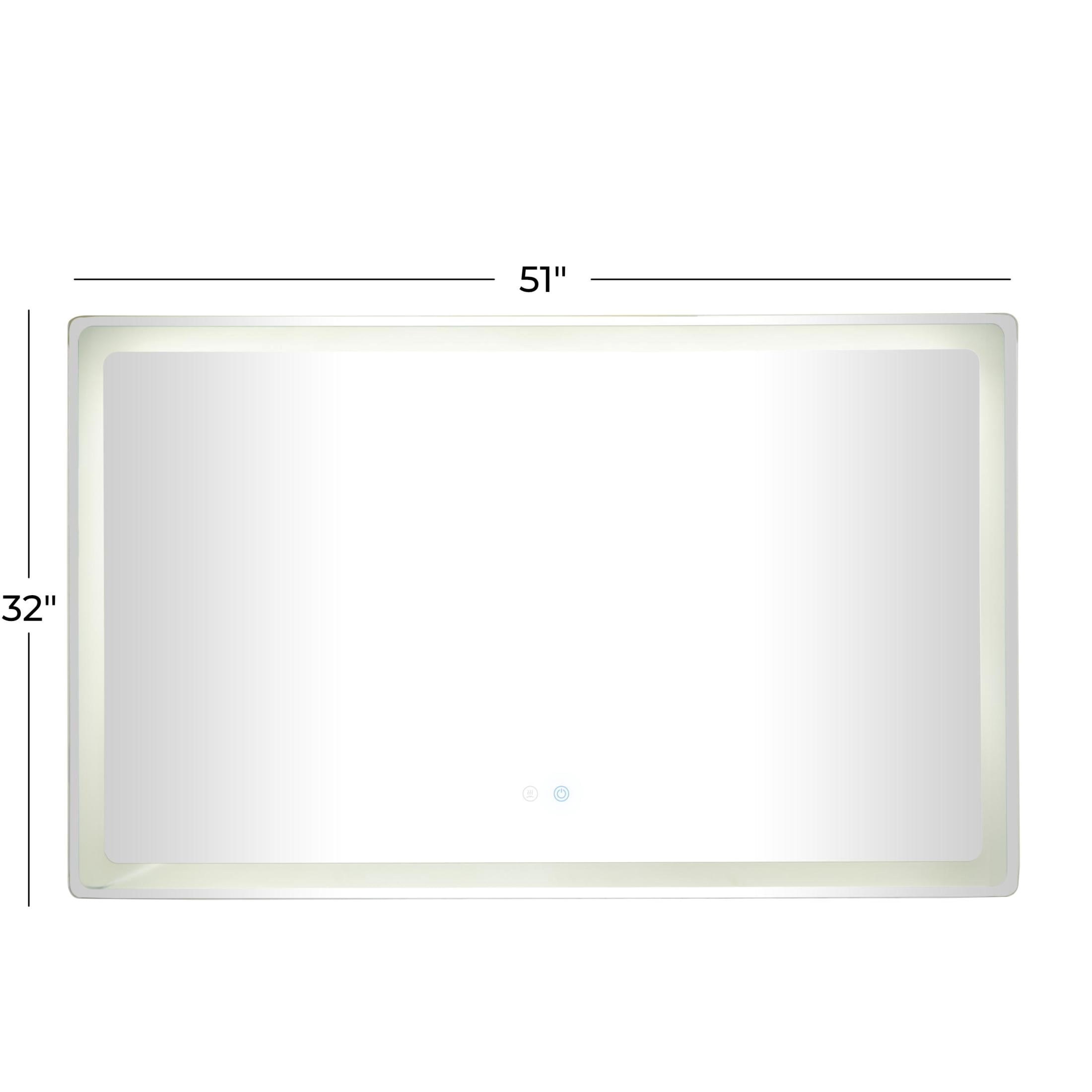 DecMode 51" x 32" Silver Anti Fog Mirror with LED Light