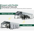 thumbnail image 4 of Jocisland 20x20 ft Heavy Duty Metal Carport, All-Weather Car Carport with Waterproof Removable Sidewall, Canopy for Full-Sized Pickups and Bass Boats, 4 of 9