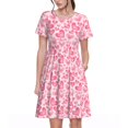 thumbnail image 1 of Bixox Robe d'Été à Manches Courtes pour Femmes Robe Ample Longueur Genou avec Poches-Cœur Rose, 1 of 7